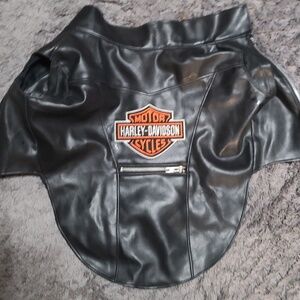 Harley Davidson Faux Leather Vest Pet Dog Zippered Biker Jacket Size M